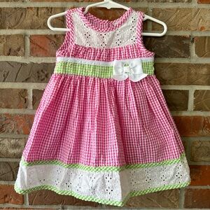 Rare Editions Gingham Seersucker 2pc Dress & Panty Outfit 18M